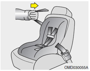 4. Slowly allow the shoulder portion of the seat belt to retract and listen for