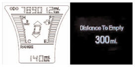 Distance to empty (mi. or km)