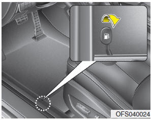 The fuel filler lid must be opened from inside the vehicle by pulling the fuel