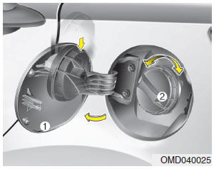 1. Stop the engine. 2. To open the fuel filler lid, pull the fuel filler lid