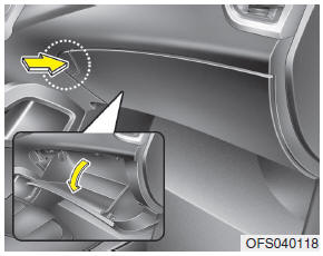 To open the glove box, push the button and the glove box will automatically open.