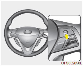 1. Press the cruise ON/OFF button on the steering wheel, to turn the system on.