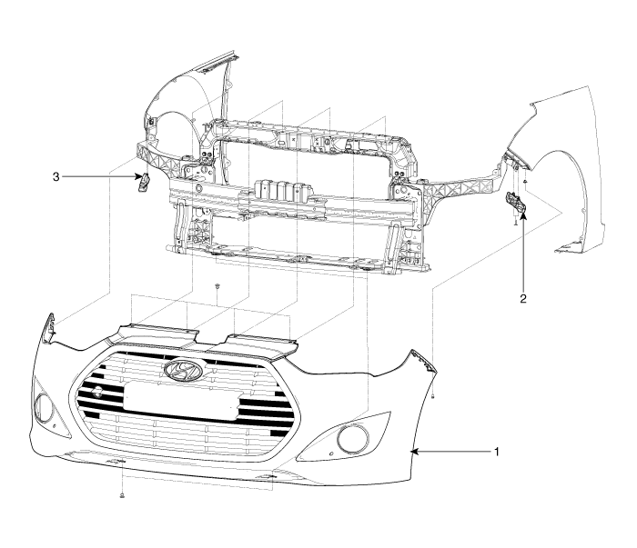 Hyundai Veloster: Front Components and Components Location - Bumper ...