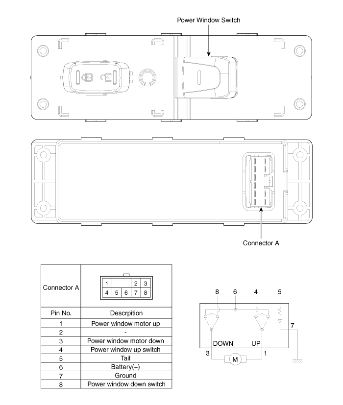 Rear power window switch