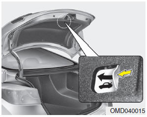 Your vehicle is equipped with an emergency trunk release cable located inside
